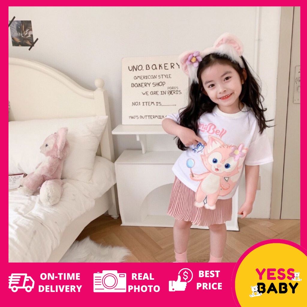 YESSBABY  WHITE STELLA 1-9 tahun Baju anak perempuan Gaun jala anak perempuan baru/Gaun kasual lengan pendek anak perempuan/Dress anak perempuan cewek/rok anak/gaun anak/kado anak perempuan ulang tahun