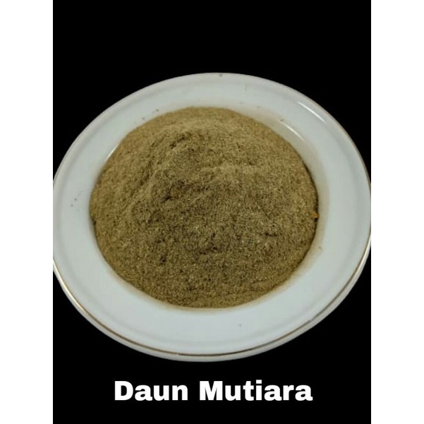 

Bubuk Daun Mutiara Kering 1 kg Tanaman Herbal Nusantara Free Stiker PIRT Random