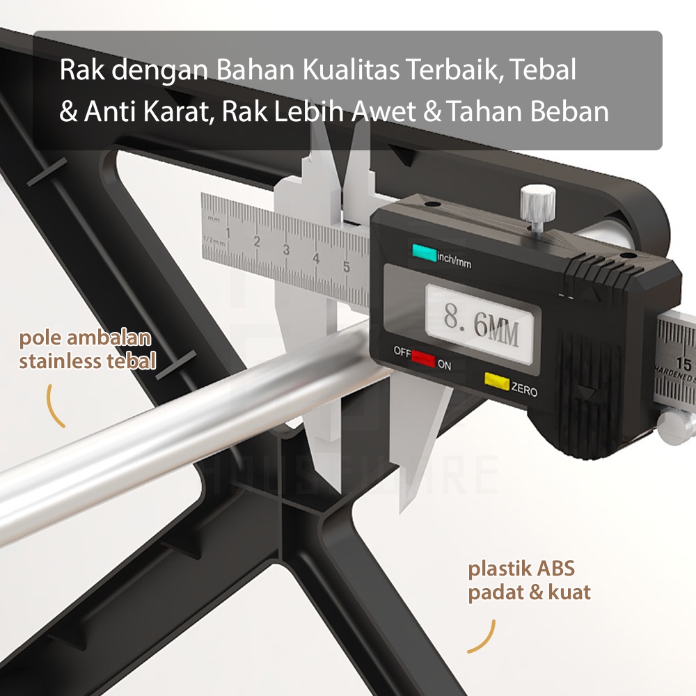 HUGO Rak Sepatu Portable 4 Susun Tempat Sepatu Sandal Serbaguna Minimalis Stainless Steel Kokoh