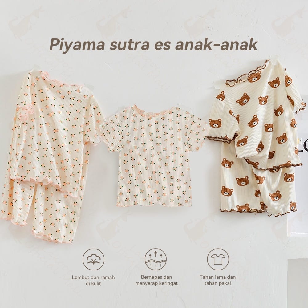 HEYBABY- Set Piyama Cocobear Ribb EBV Baju Setelan Anak Piyama Perempuan Import Berkualitas 1-7 Tahun Baju Nyaman