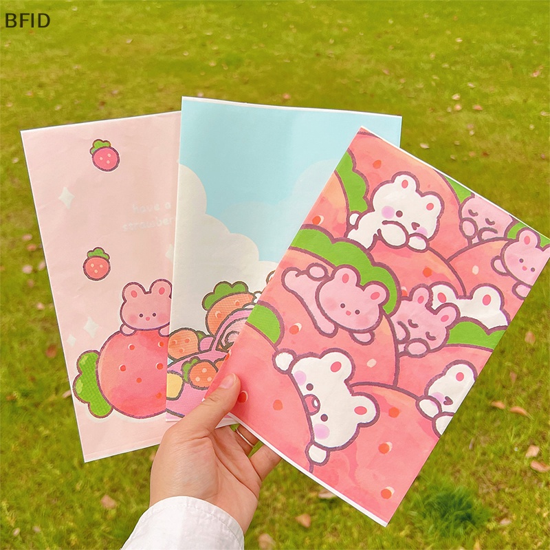 [BFID] 10pcs Mini Paper Bag Kraft Kantong Kertas Lucu Kartun Strawberry Rabbit Tas Penyimpanan Pembungkus Favour Bags Gift Packing Small Bag [ID]