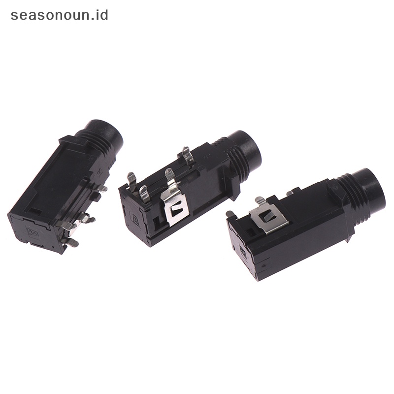 Intipeasonoun 3pcs/banyak 6.35mm stapelack stereo female socket konektor audio adaptor 4pin .