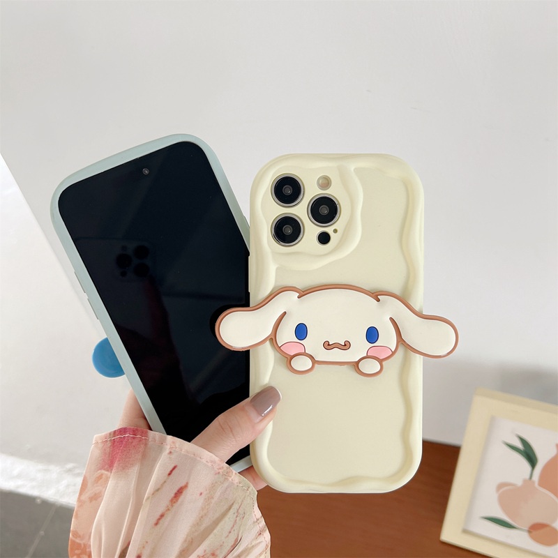 Macaron Yellow Wave Cinnamoroll Soft Silicon Case HP iP iPhone 6 6S 7 8 14 + Plus SE 2020 2022 X XS XR 11 12 13 Pro Max Girl Woman Casing