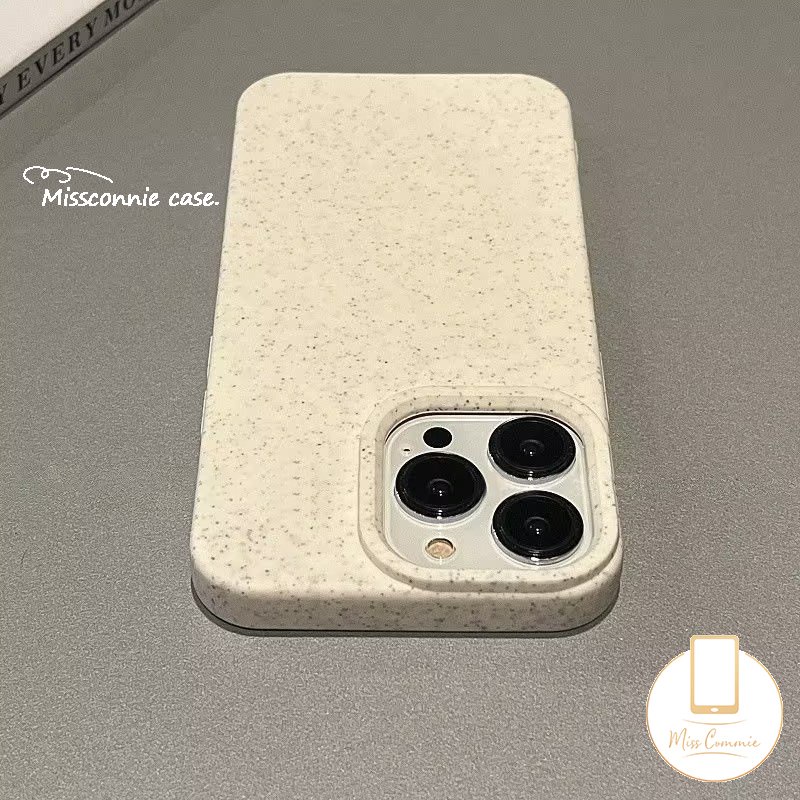Casing Compatible For IPhone 11 14 13 12 Pro Max 7 6 6S 8 Plus XR X XS MAX 7Plus SE 2020 Ins Luxury Straw Texture Simple Solid Color Soft Tpu Degradable Case Cover