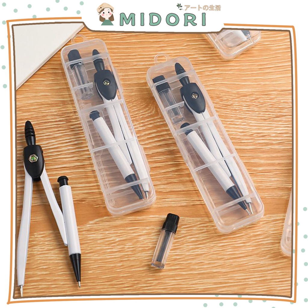 

[MIDORI] 1Set KOMPAS JANGKA GEOMETRI Aesthetic Pen - F0202