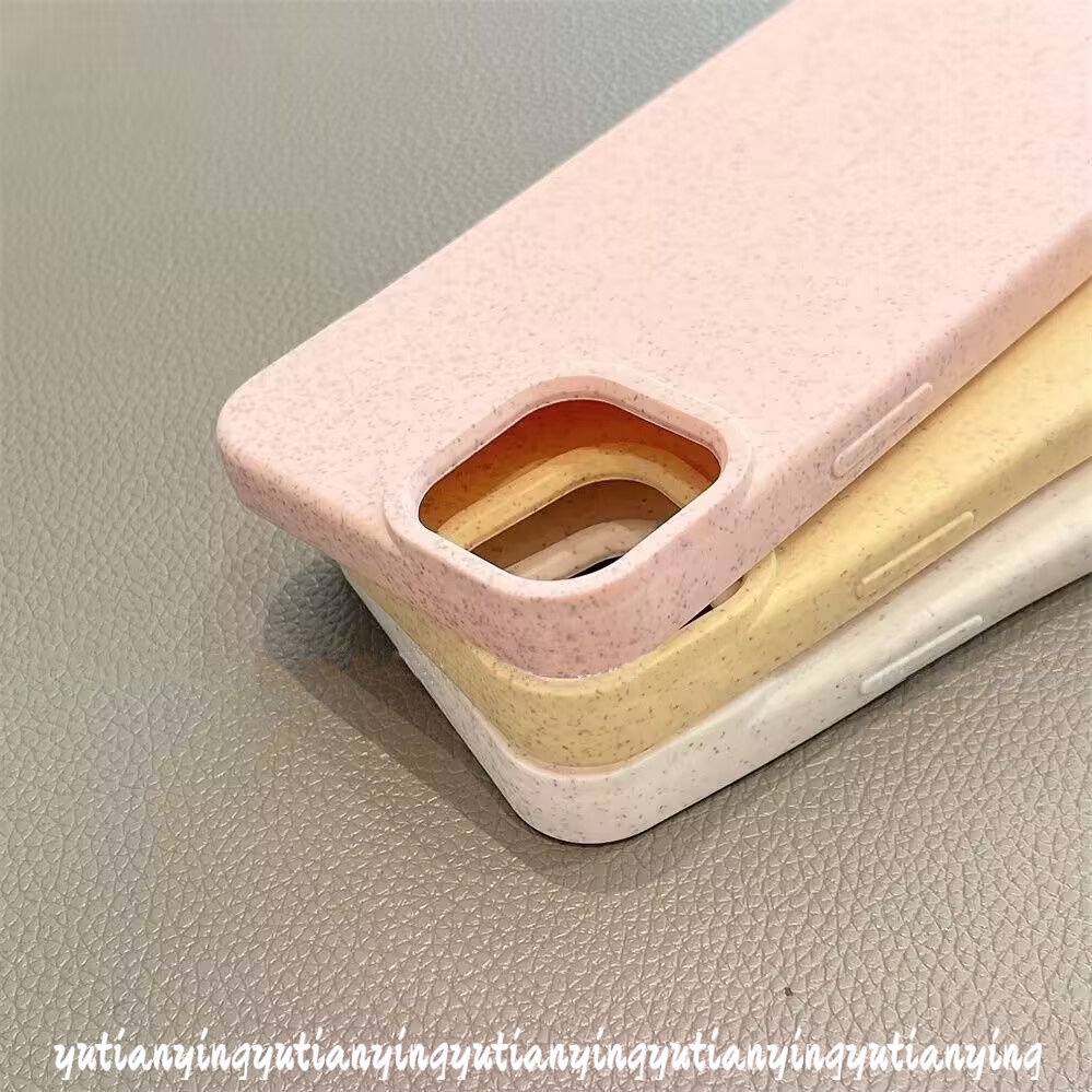 Solid Color Degradable Frame Skin Feel Anti-Fall Hard Case Compatible for IPhone 7Plus 11 13 12 14 Pro Max XR XS X MAX 8Plus 7 8 Plus Luxury Simple Solid Color Phone Cover