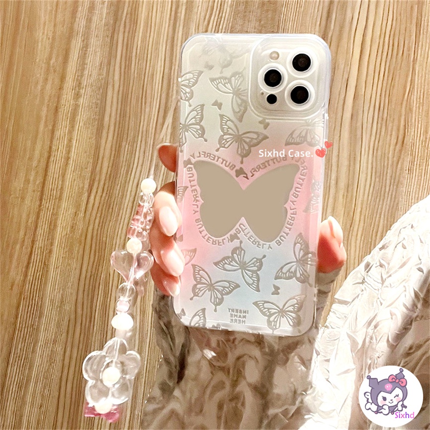 Redmi 12C 11A 10C 10A 10 Note 12 11 11s 10 9 8 7Pro 9T 9C 9A 9 A2 A1 Xiaomi 12 11 Lite 11T 10T Poco F3 M3 M4 F3 X3 X4Pro Ins Gradient Butterfly Phone Case+Holder Soft Cover