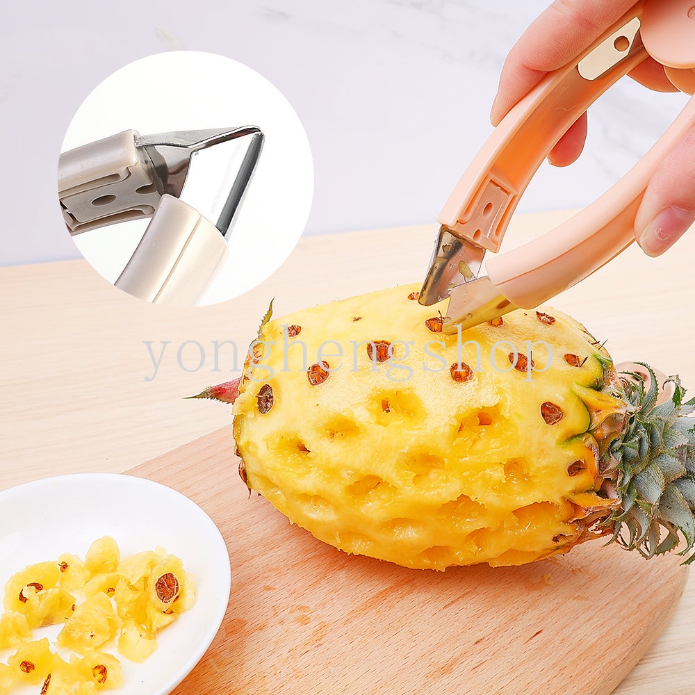 Klip Pencabut Mata Nanas Kreatif Alat Penghilang Biji Sayuran Buah Strawberry Huller Penghilang Batang Pineapple Corer Slicer Cutter Gadget Dapur