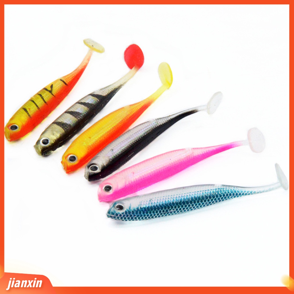 (In Stock) 4 Pcs Umpan Pancing Simulasi Realistis Mata Ikan Buatan Tangan Anti Putus Angling PVC T Ekor Berongga Umpan Pancing Aksesoris