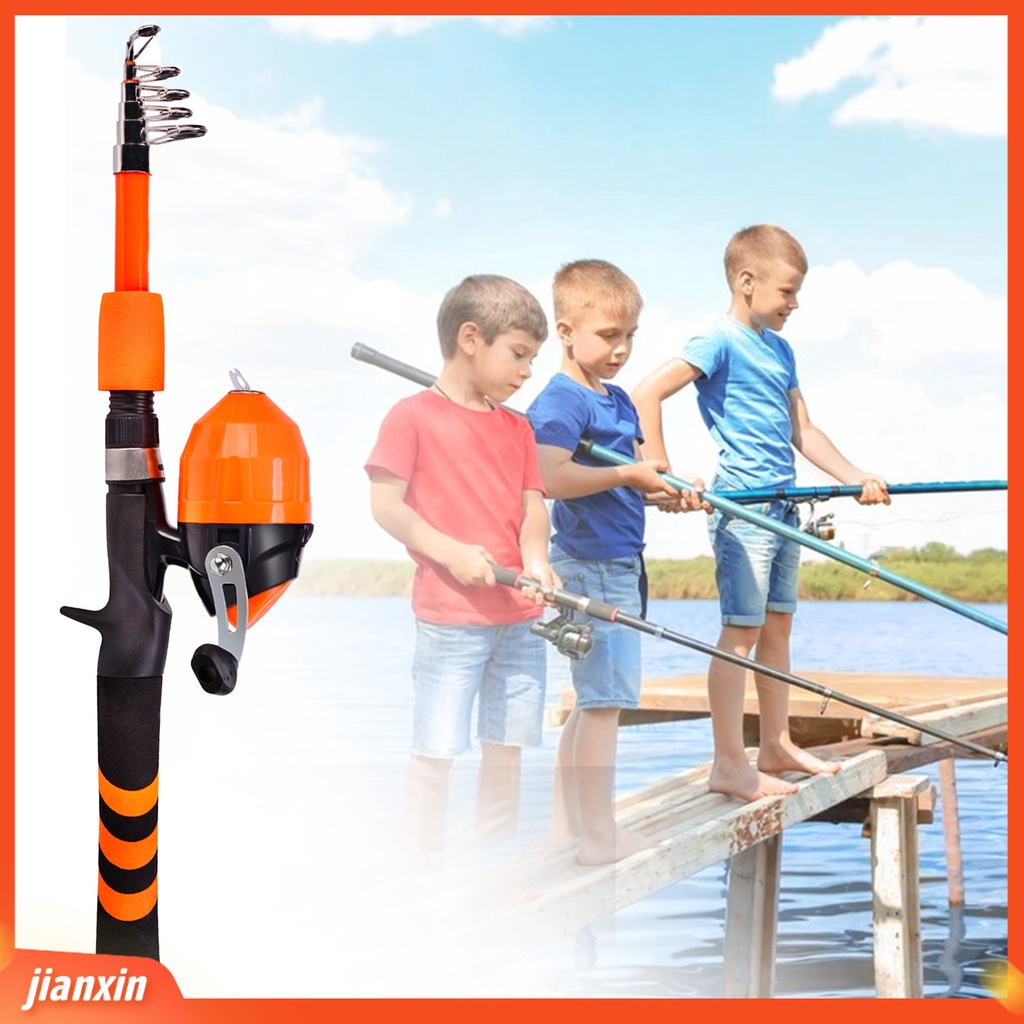 (In Stock) 38Pcs /Set Portable Bagian Pendek Teleskopik Pancing Reels Rod Combo Kit Untuk Anak-Anak