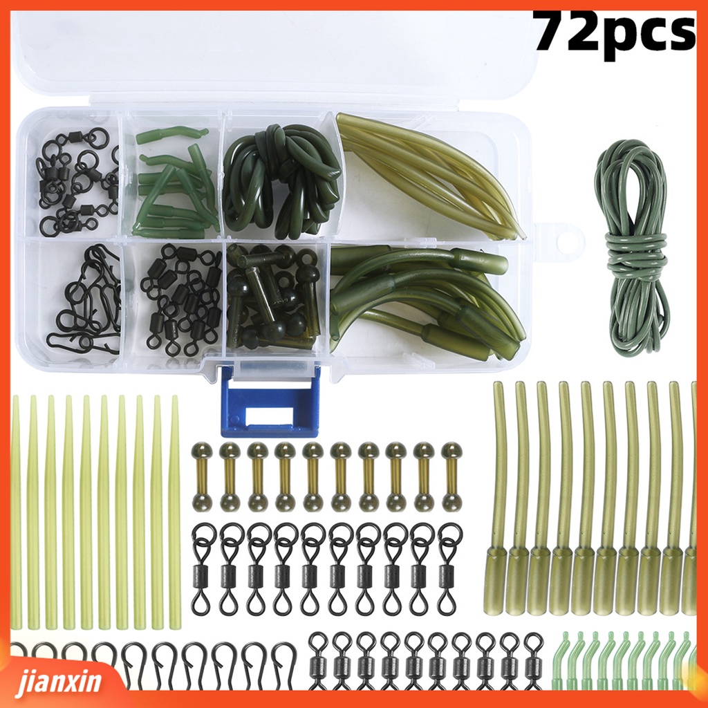 (In Stock) 72 Pcs/Set Selang Pancing Set Multifungsi Dapat Digunakan Kembali Dengan Manik-Manik Pin Berputar Anti Lengan Kait Stop Manik-Manik Alat Set Perlengkapan Ikan Gurame