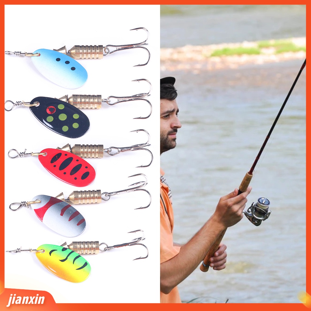 (In Stock) 5Pcs/Set 4.5cm 5.2g Sendok Lure Berputar Permukaan Terang Metal Sequin Lure Colorful Hard Spinner Umpan Untuk Memancing Laut