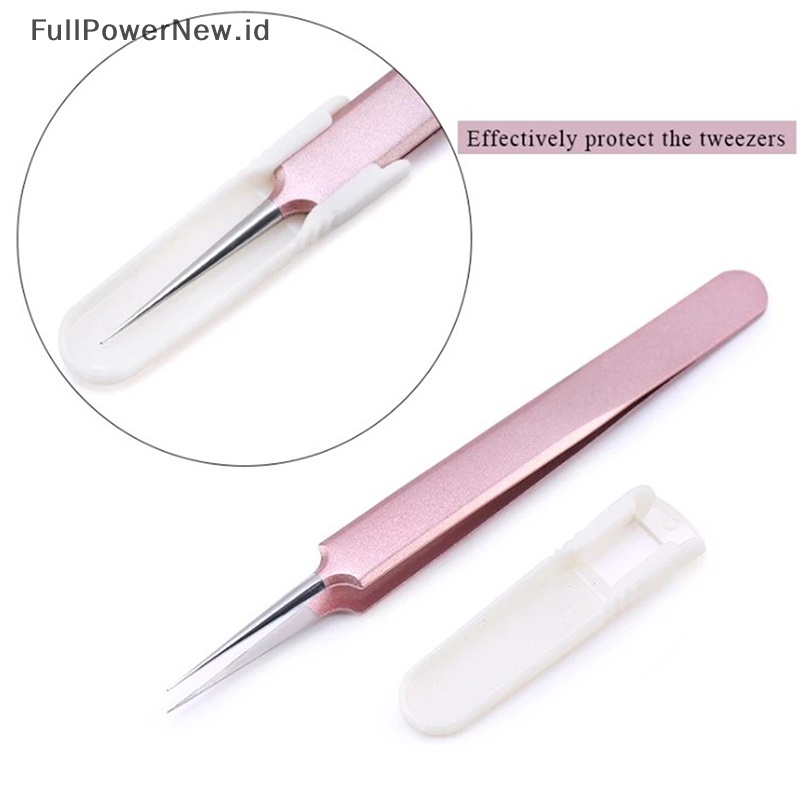 Power Pinset Stainless Steel Gold Blue Untuk eyelash extension high-precision eyelash ID