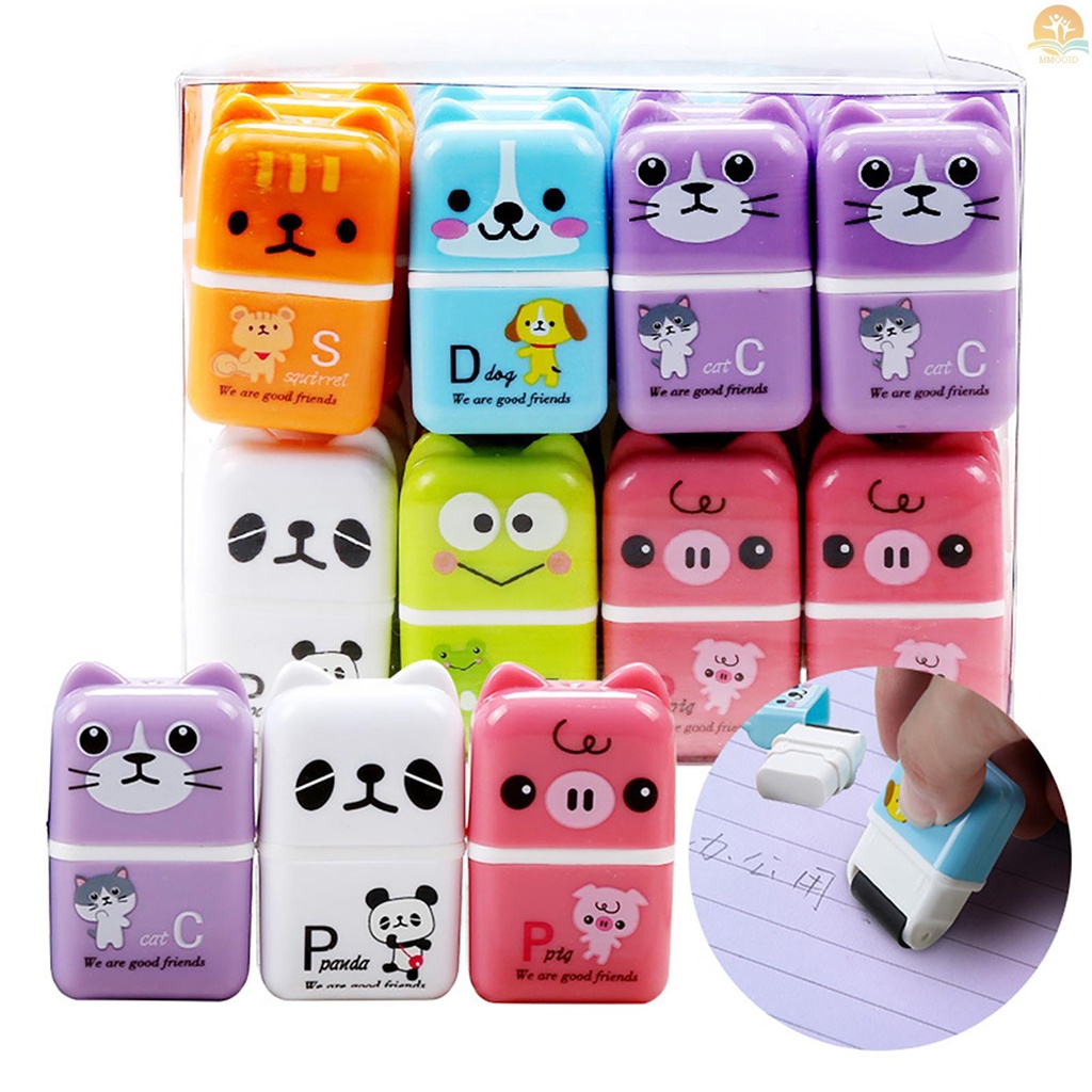 In Stock 6pcs Penghapus Pensil Hewan Lucu Kartun Penghapus Rol Kecil Karet Perlengkapan Alat Tulis Untuk Kantor Sekolah Anak Siswa