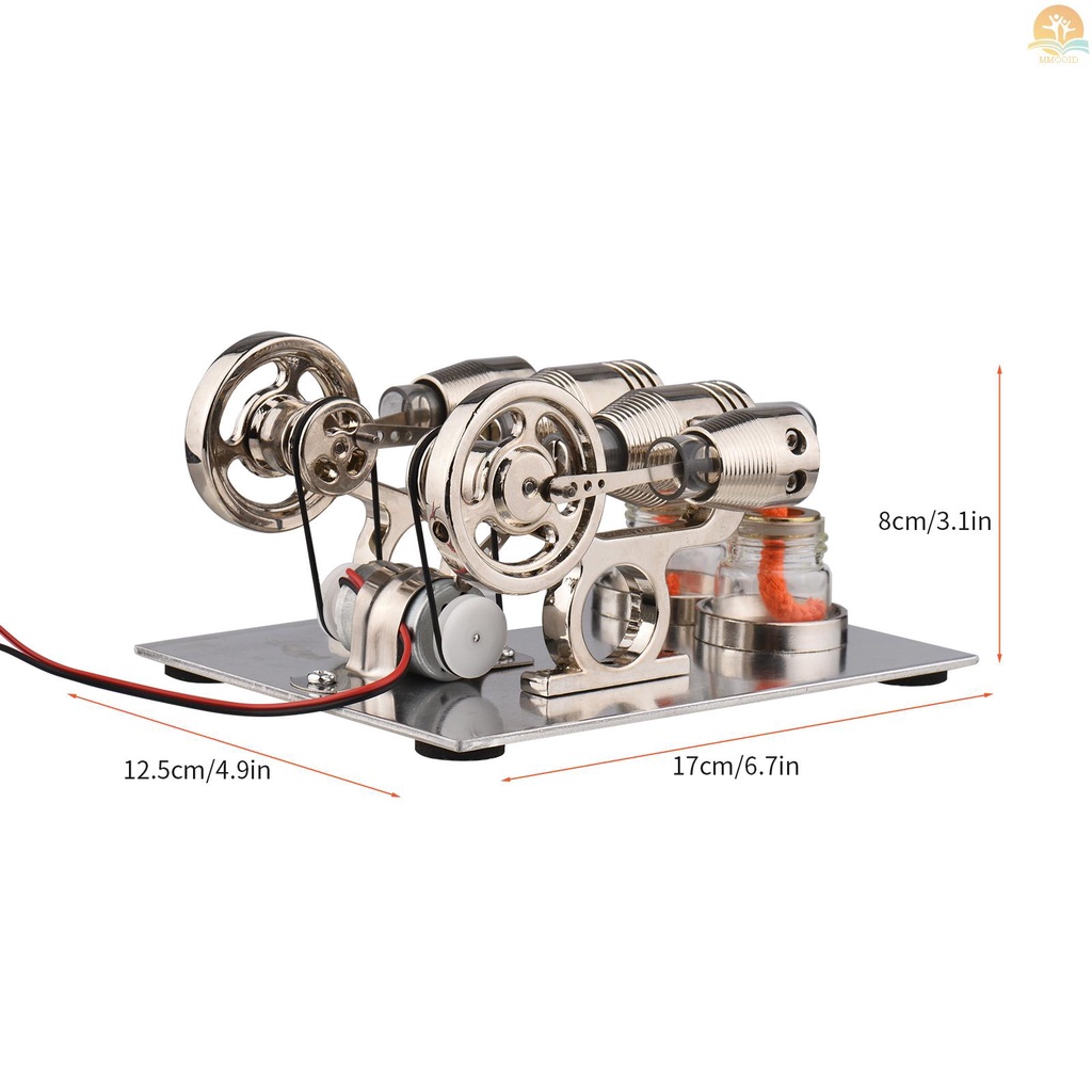 In Stock Stirling Engine Kit Dual Engine Generator Hot Air Model Motor Model Generator Fisik Dengan Desain Roda Gila Percobaan Sains Mainan Edukasi DIY Untuk Guru Dewasa Anak Sc
