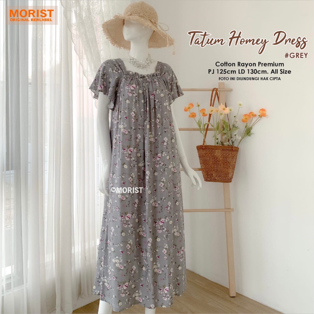 Tatum Homey Dress (Salem,Grey,Moca) ORI MORIST | Ld130 Cotton Rayon Premium