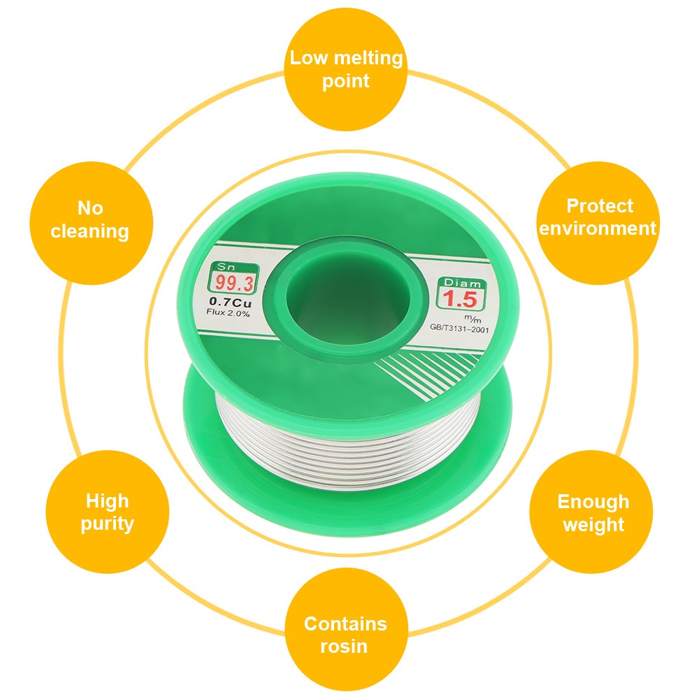 0.8mm 1mm 1.2mm 1.5mm 50g 100g Solder Timah Kawat Timah Sn99.3 Cu0.7 Rosin Core Titik Leleh Rendah Solder Listrik Iron