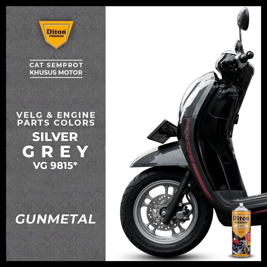 PAKET LENGKAP WARNA SILVER GREY DITON PREMIUM Paketan Warna Silver Grey / Gun Metal (9120,9124,9815*,9128) 4pcs x 400ml