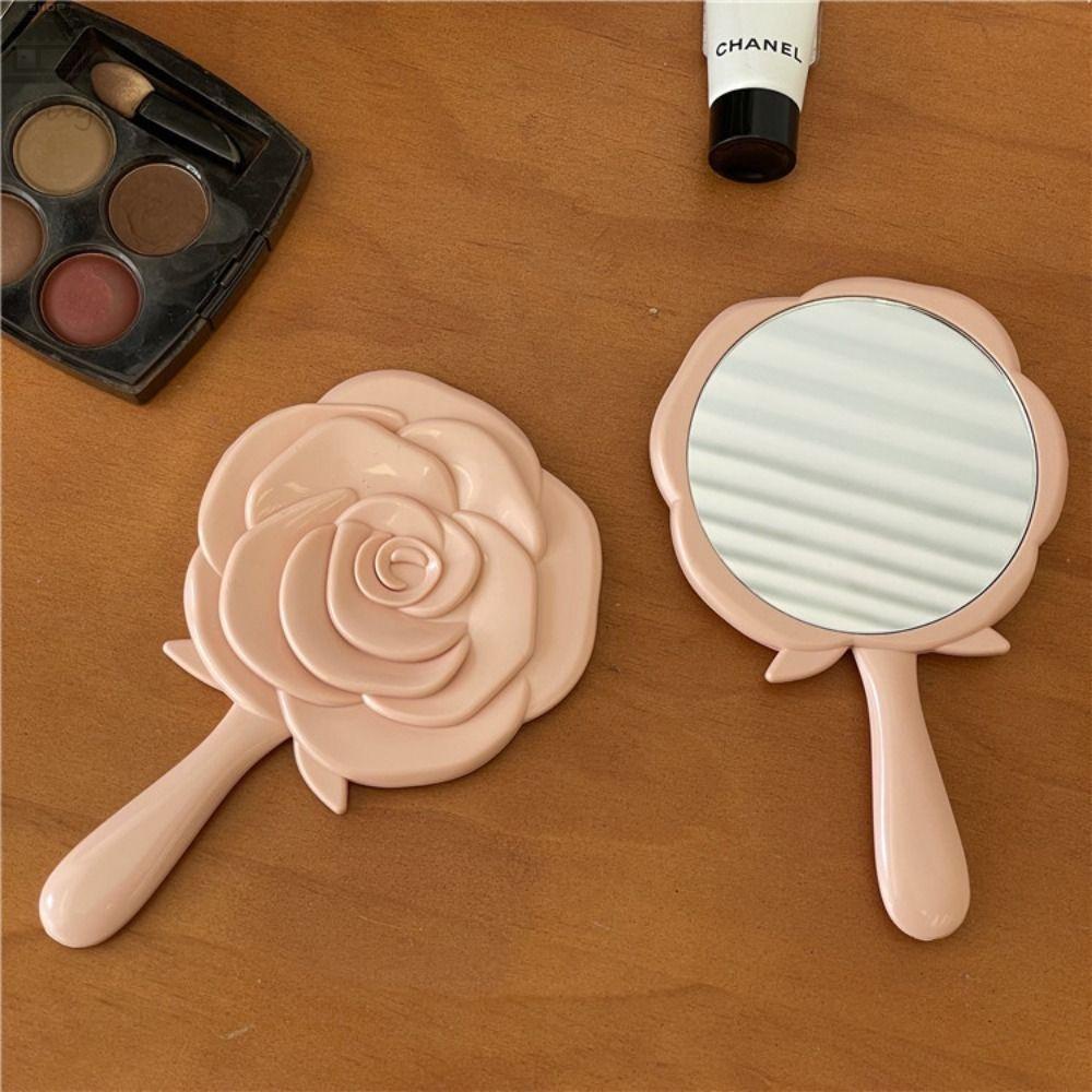 AUGUSTINA Rose Makeup Mirror Beauty Mini Hadiah Putri Siswa Alat Makeup Handheld Vanity Mirror