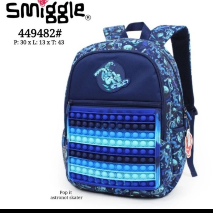 Smiggle Ori backpack Pop It Astronot Skaters/ tas sekolah Smiggle/kado