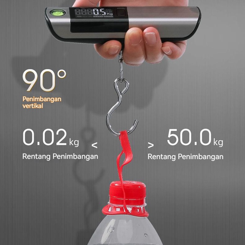 【Debora Mall】Penimbangan bagasi Timbangan portabel elektronik baru dengan meteran gelembung perata Timbangan Koper Tas Bagasi Gantung Travel 50kg
