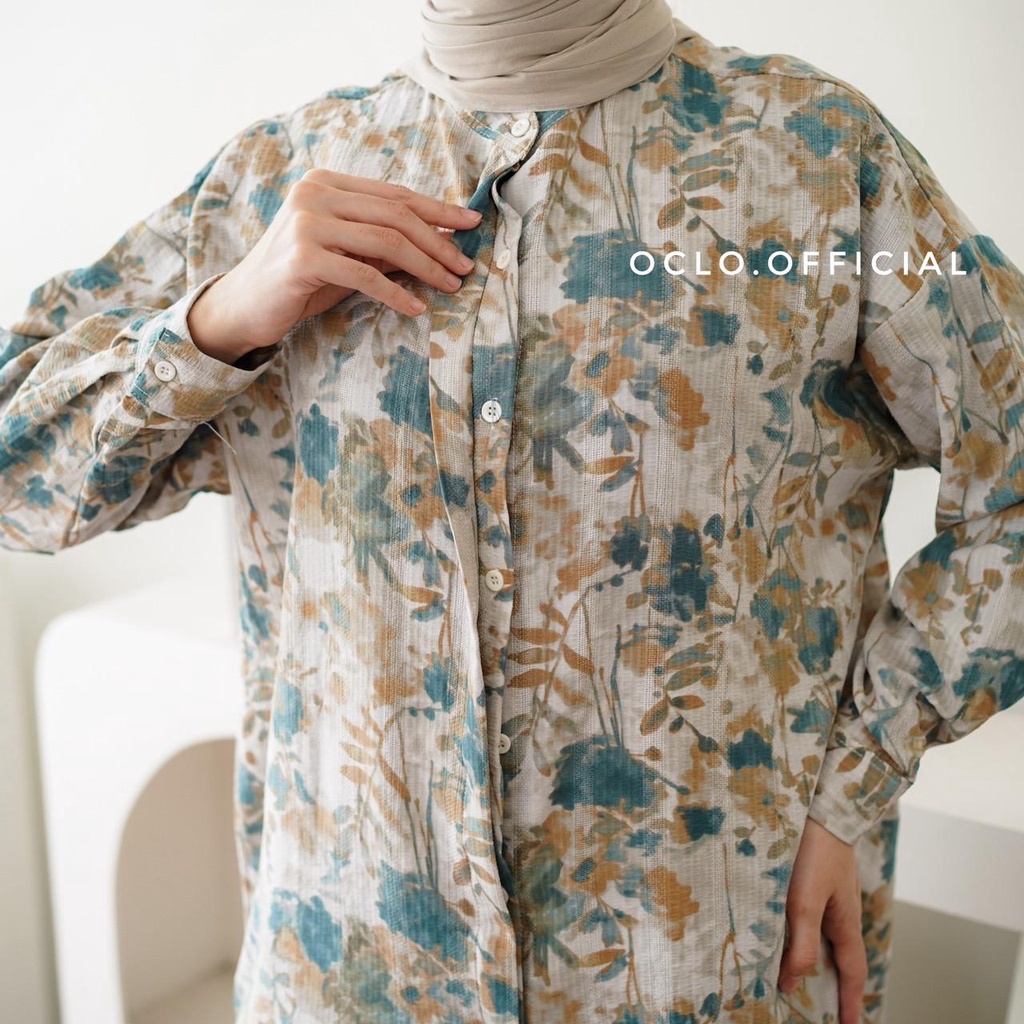 Oclo Shatrin Set pakaian wanita setelan crinkle flower premium basic casual daily wear