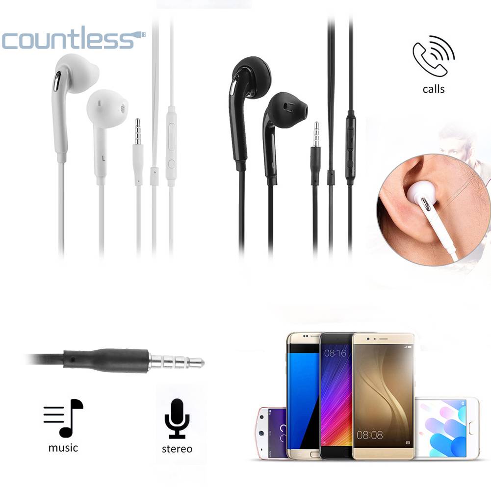 Flat 3.5mm Earphone Lubang Suara In Earbuds Headset Untuk Samsung S6 Note4 UK [Tanpa Jumlahnya]