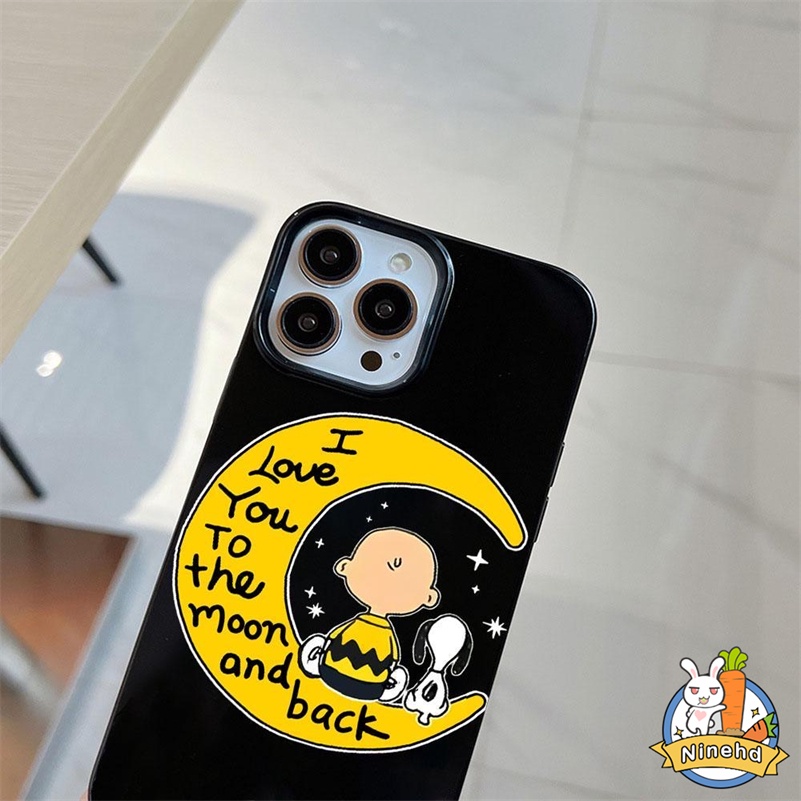 IPHONE Snoopy Kartun Fashion Phone Case Kompatibel Untuk Iphone14 13 12 11 Pro Max X Xr Xs Max 8 7 6 6s Plus SE 2020simple Shockproof Glossy Silikon Case Frame Pelindung Penutup Belakang