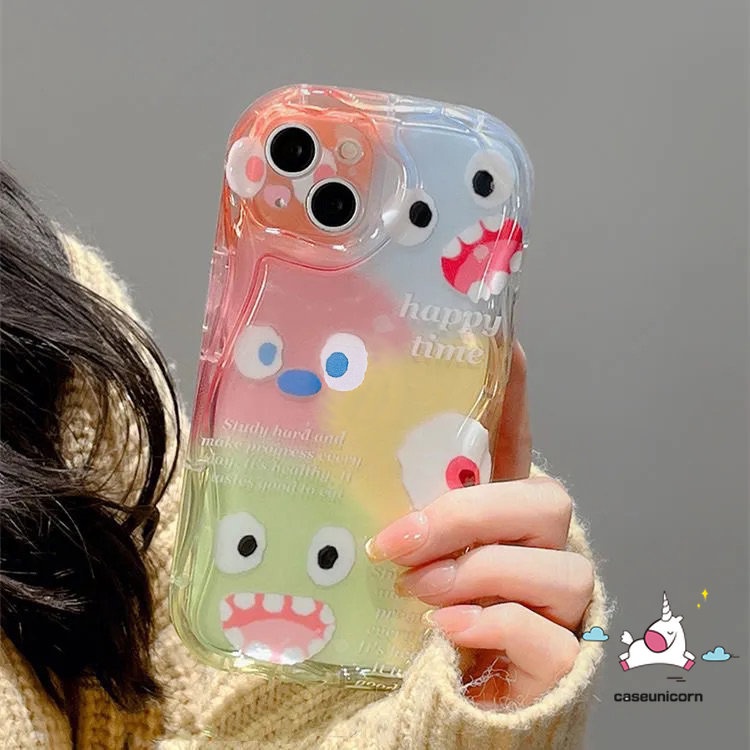 Case Ekspresi Warna-Warni Kartun Untuk Infinix Hot8 10Lite 30i 9panas10 11 20 8 9 12 30 Main Cerdas6 7 6Plus 5catatan12 G96 12 4G Smiley Lucu Glossy 3D Wavy Curved Edge Soft Case