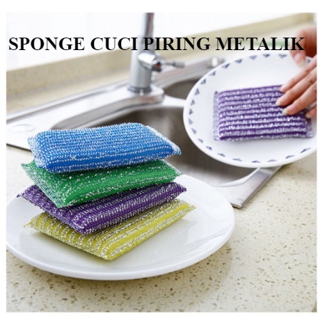 SPON METALIK SPON CUCI PIRING SPONGE CUCI PIRING METALIC WARNA WARNI SPONS SABUT PIRING MANGKOK MANGKUK DISHWASHING