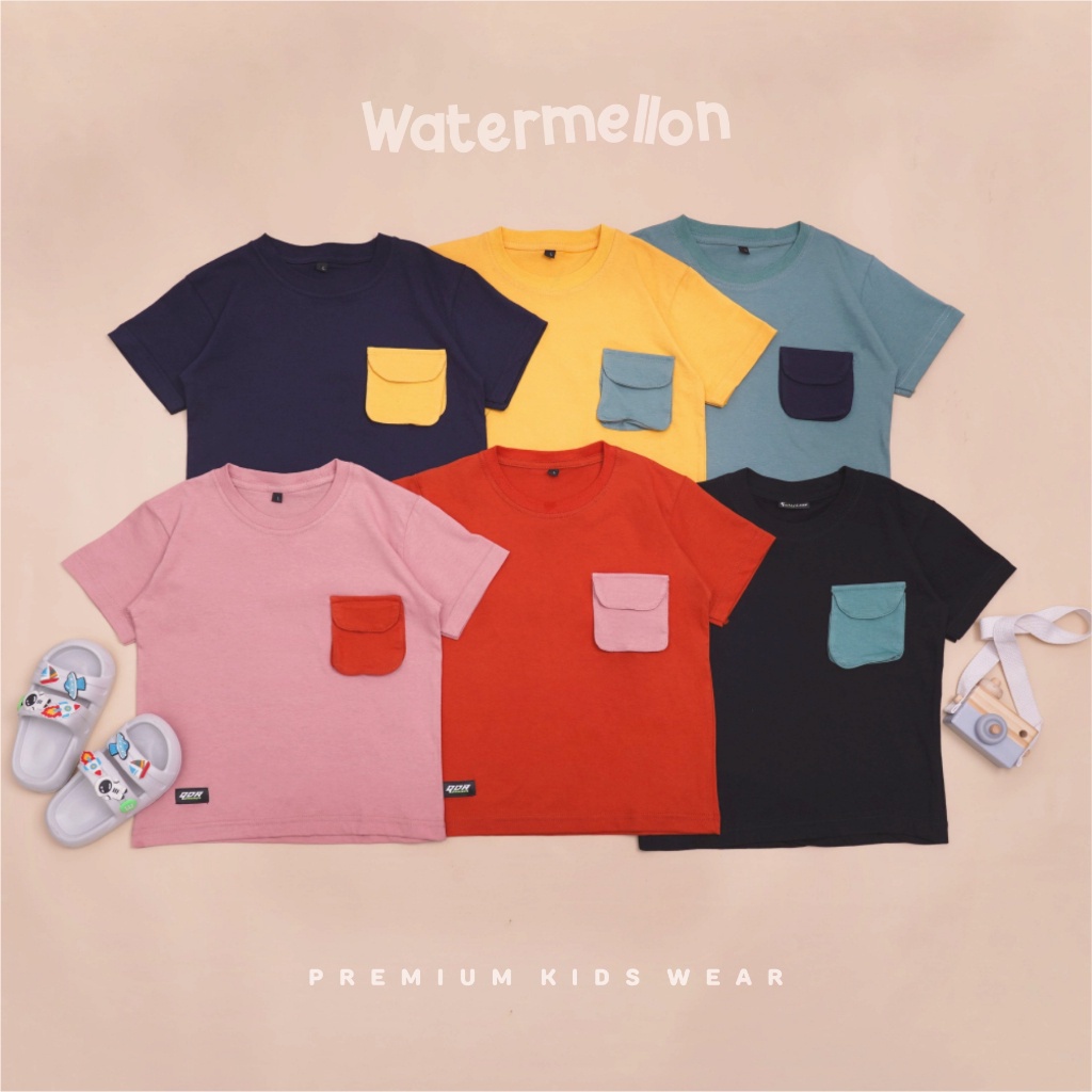 Ryu Pocket Tee Baju Kaos Atasan Oversize Anak Unisex by Watermellon kids