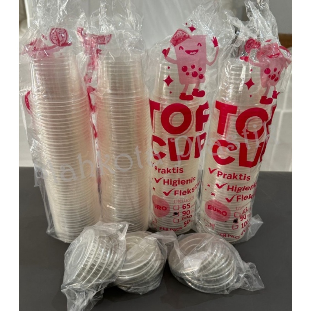 Cup Plastik Puding Ice Cream Top Cup 65ml 90ml 100ml + tutup isi 50pcs