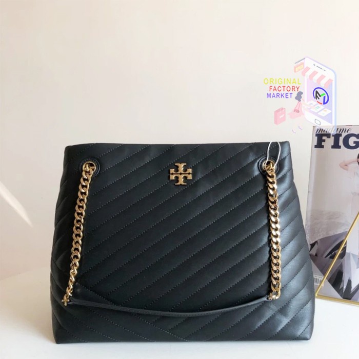 TAS TORY BURCH Kira Chevron Tote Bag Black ORIGINAL 56757 TB - Black VS