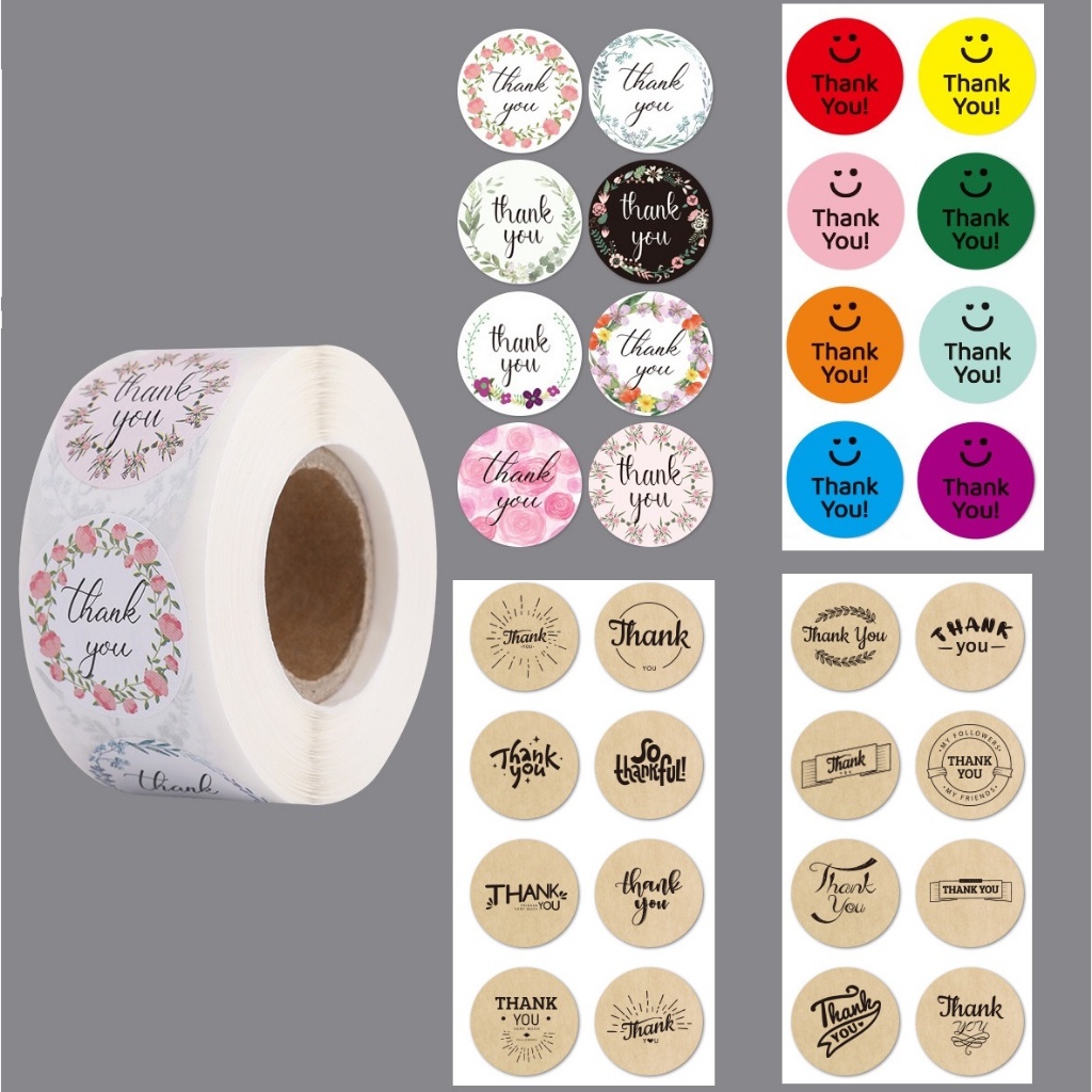 

Stiker Sticker Roll 500pcs Ucapan Terima Kasih Label Bulat Bahan Kertas Chromo OSM-ST0409