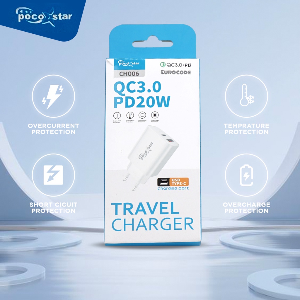 POCOSTAR kepala charger fast charging PD20w 3A Charger Adaptor oppo xiaomi Samsung QC4.0 original