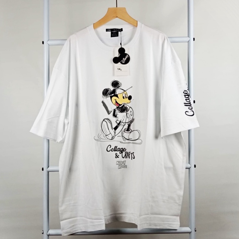 Kaos mickey mouse crafts dewasa zara disney Wanita Oversize M L XL ld 105 110 115 Atasan lengan pend