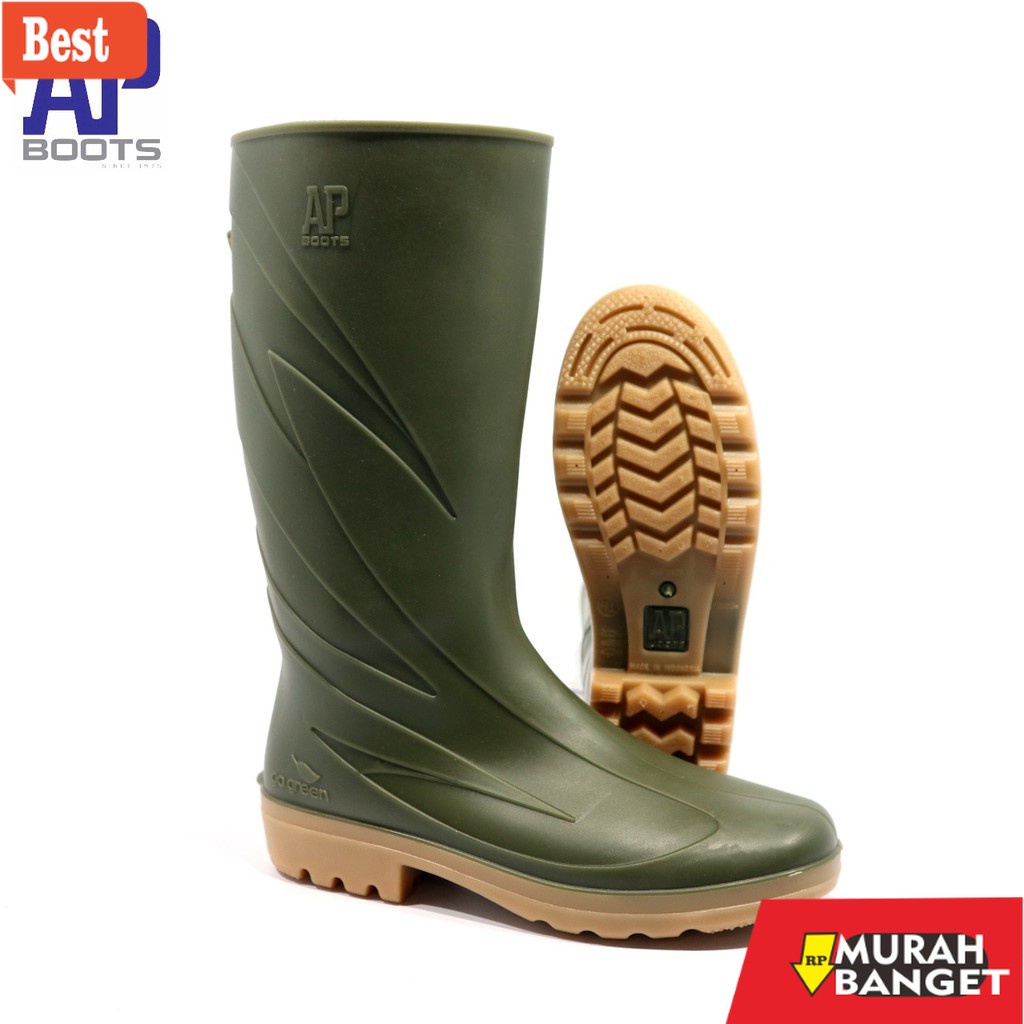 Boot pria terbaru- AP 2017 GREEN 37-43 - SEPATU BOOT SAFETY KARET - AP BOOTS