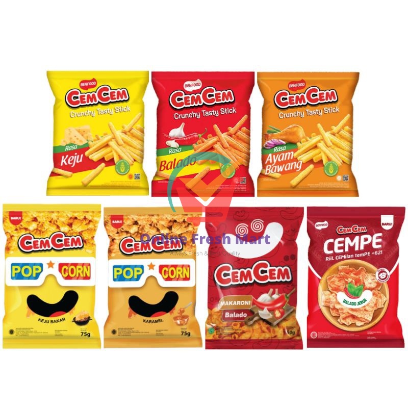 

CEM-CEM Aneka Cemilan Makaroni Pop Corn stick all variant balado keju bakar ayam bawang cemcem cem cem - Online Fresh Mart Denpasar