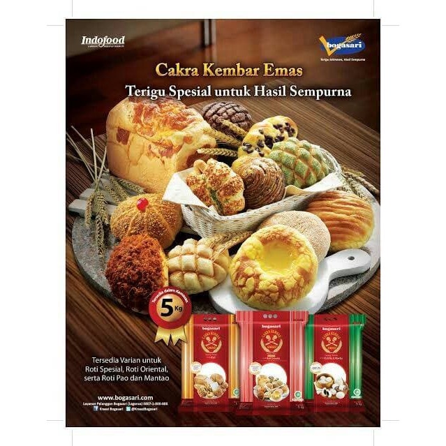 

TERIGU CAKRA KEMBAR EMAS ROTI ORIENTA BOGASARI 5KG