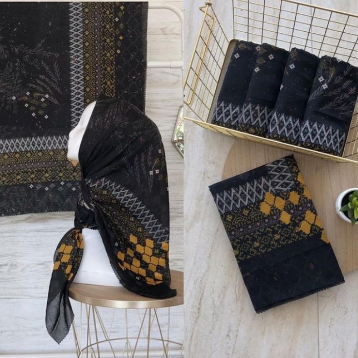 Promo Bisa COD Hijab jilbab segiempat motif buttonscarves premium voal deenay kw