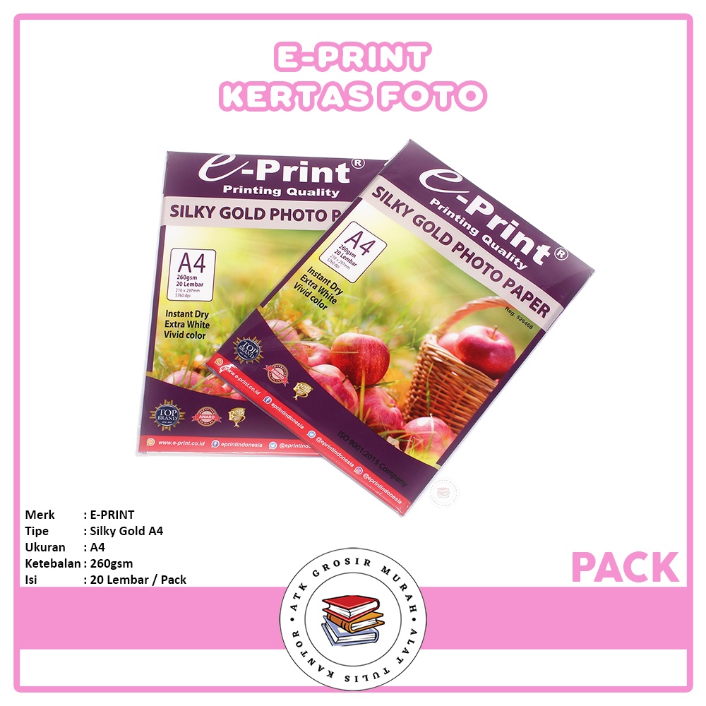 

EPRINT PHOTO PAPER SILKY GOLD A4 260GSM 20S [ PCS ]