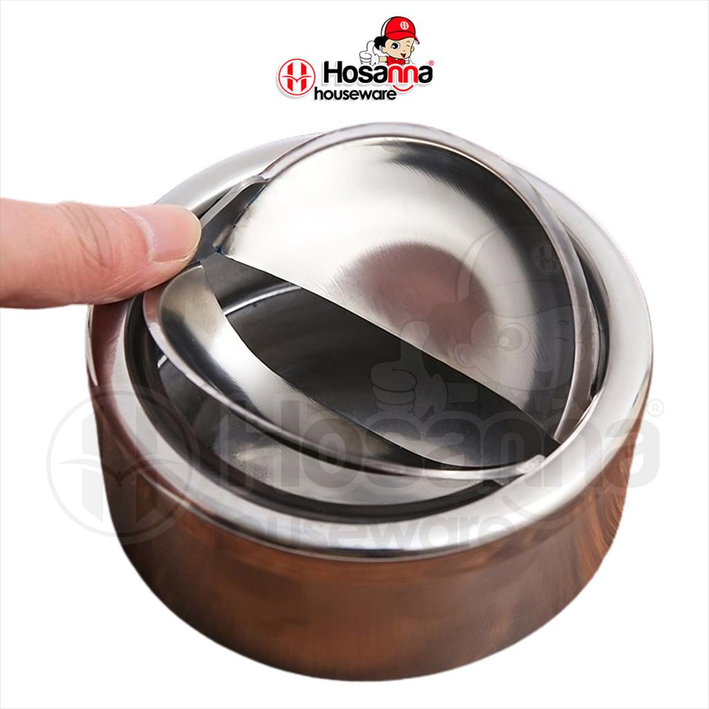 Tempat Puntung Rokok Stainless / Asbak Aesthetic Buka Tutup Portable