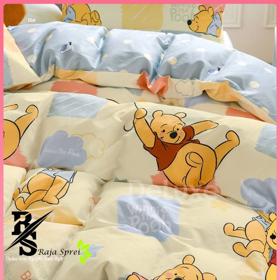 Bedcover set motif winnie pooh bedcover karakter anak motif kartun lucu