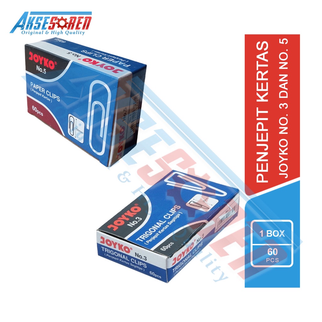 

Aksesoren Penjepit Kertas Joyko [60 Pcs] / Paper Clip / Triagonal Clips / Klip Segitiga No. 3 / Alat Jepit Kertas Jumbo Besar No. 5