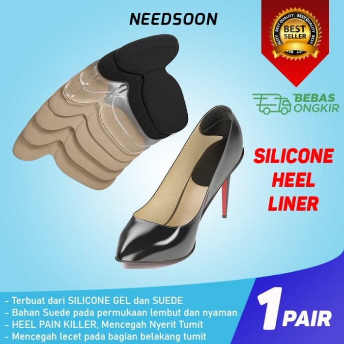 INSOLE SILICONE GEL HEEL LINER SEPATU WANITA LEMBUT ANTI LECET/LECET - Transparant