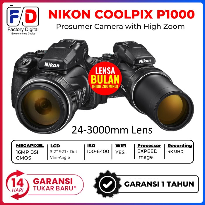 Kamera Nikon COOLPIX P1000 Super Zoom Kamera 4K UHD - New - Standart Box