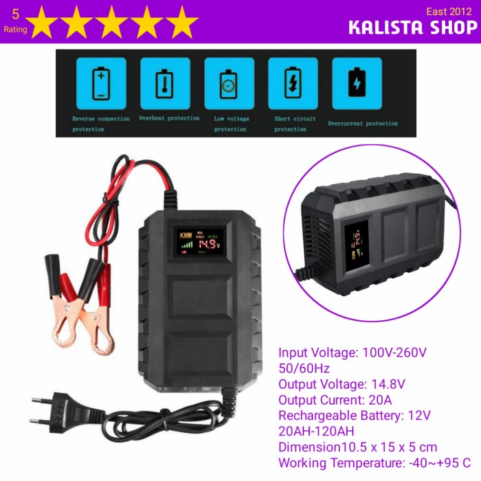 Charger aki mobil 12 volt 20 - 120 AH