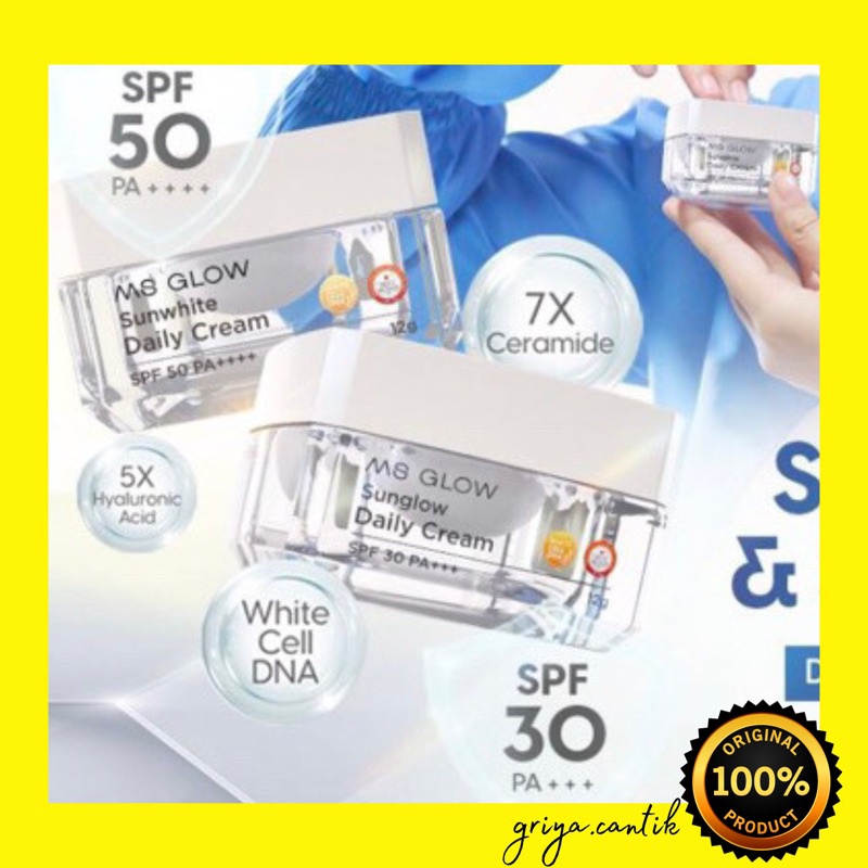 NEW Sunscreen Ms Glow Sunglow Spf30 Sunwhite Spf50 CREAM SIANG BB CREAM ACNE ORIGINAL