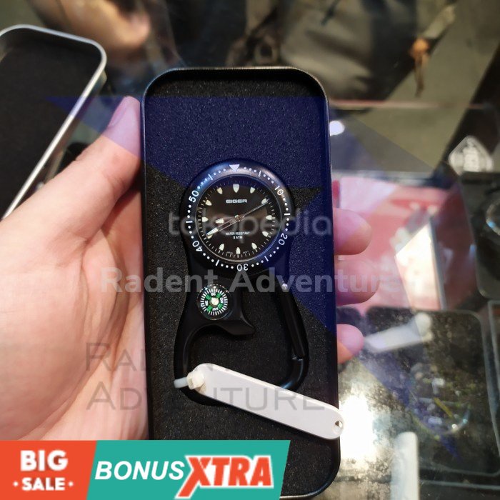 Jam Kompas EIGER1989 CARABINER WATCH Black Hitam 91000 6541 Original KEREN AWET
