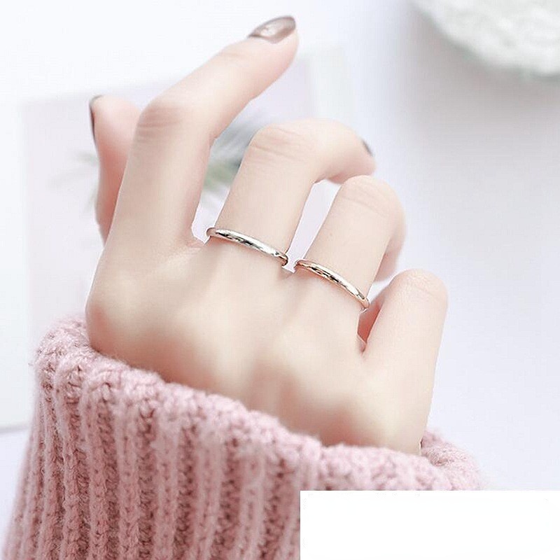 Cincin Tipis Sederhana Individu Untuk Wanita Chi Glossy Lingkaran Rings Aksesoris Perhiasan Memakai Sehari-Hari